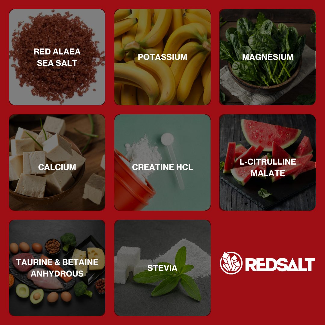 REDSALT PERFORM: Supercharged Electrolytes For Daily Hydration & Performance - 2,390mg Electrolytes + 1,500mg Creatine HCl + 4,000mg L-Citrulline + 500mg Taurine