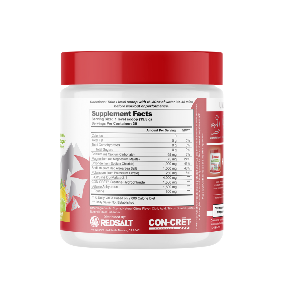 
                      
                        REDSALT PERFORM: Supercharged Electrolytes For Daily Hydration & Performance - 2,390mg Electrolytes + 1,500mg Creatine HCl + 4,000mg L-Citrulline + 500mg Taurine
                      
                    