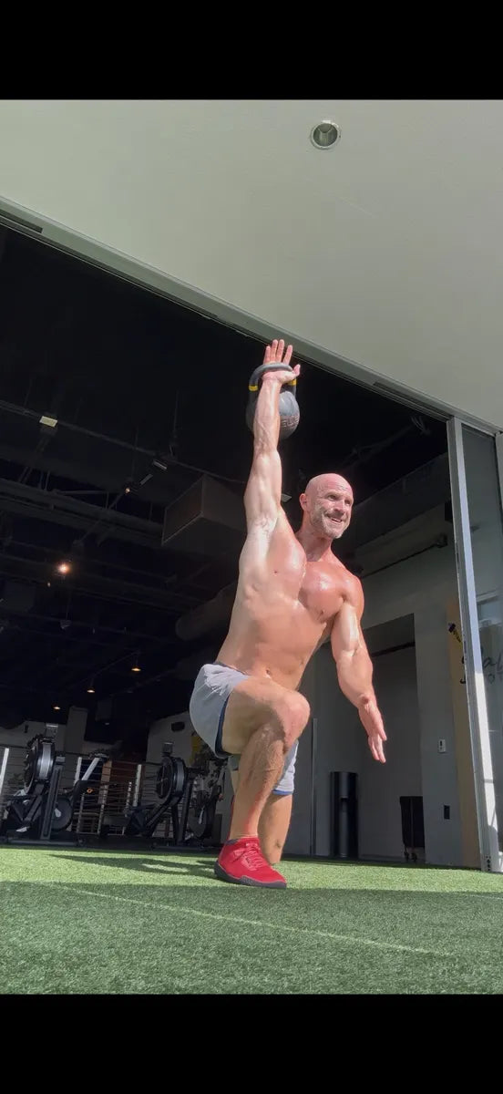 Jacob training with a kettlebell