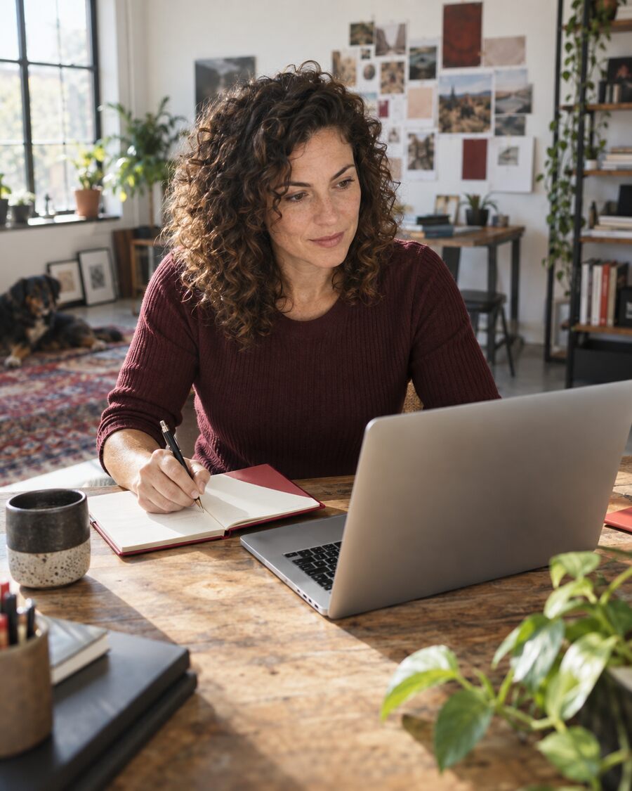 Focused work at a laptop